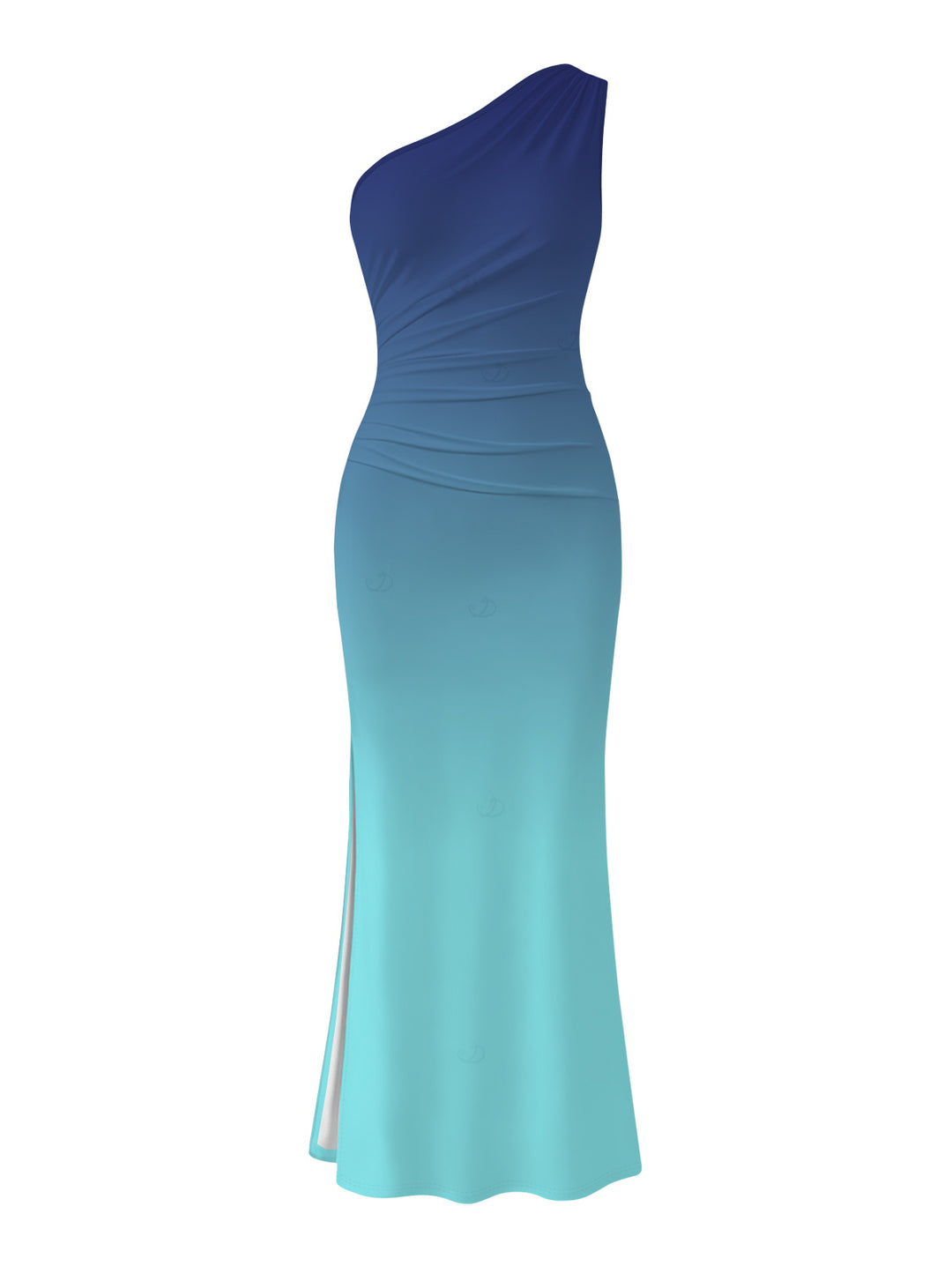 Ombre Ruched One Shoulder Slit Mermaid Bodycon Party Dress