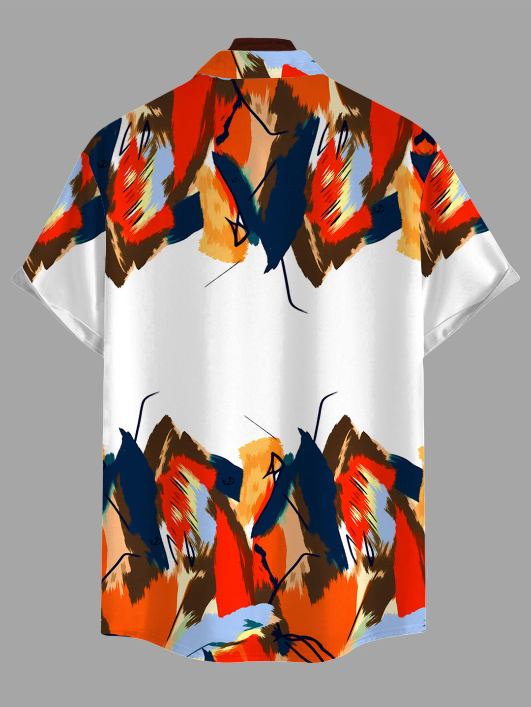 Men's Abstract Colorblock Oil Painting Leaf Print Button Up Vacation Shirt