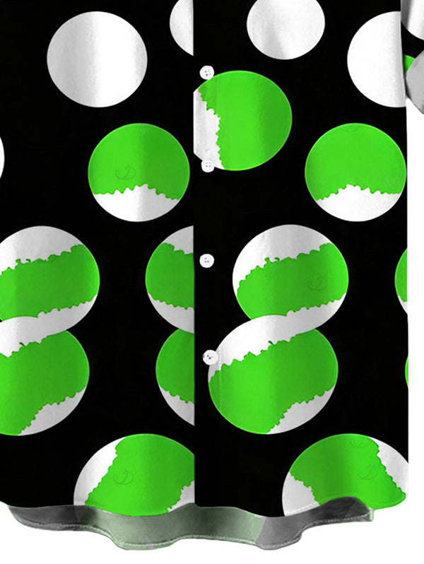 Men's Colorblock Polka Dots Print Button Up Vacation Shirt