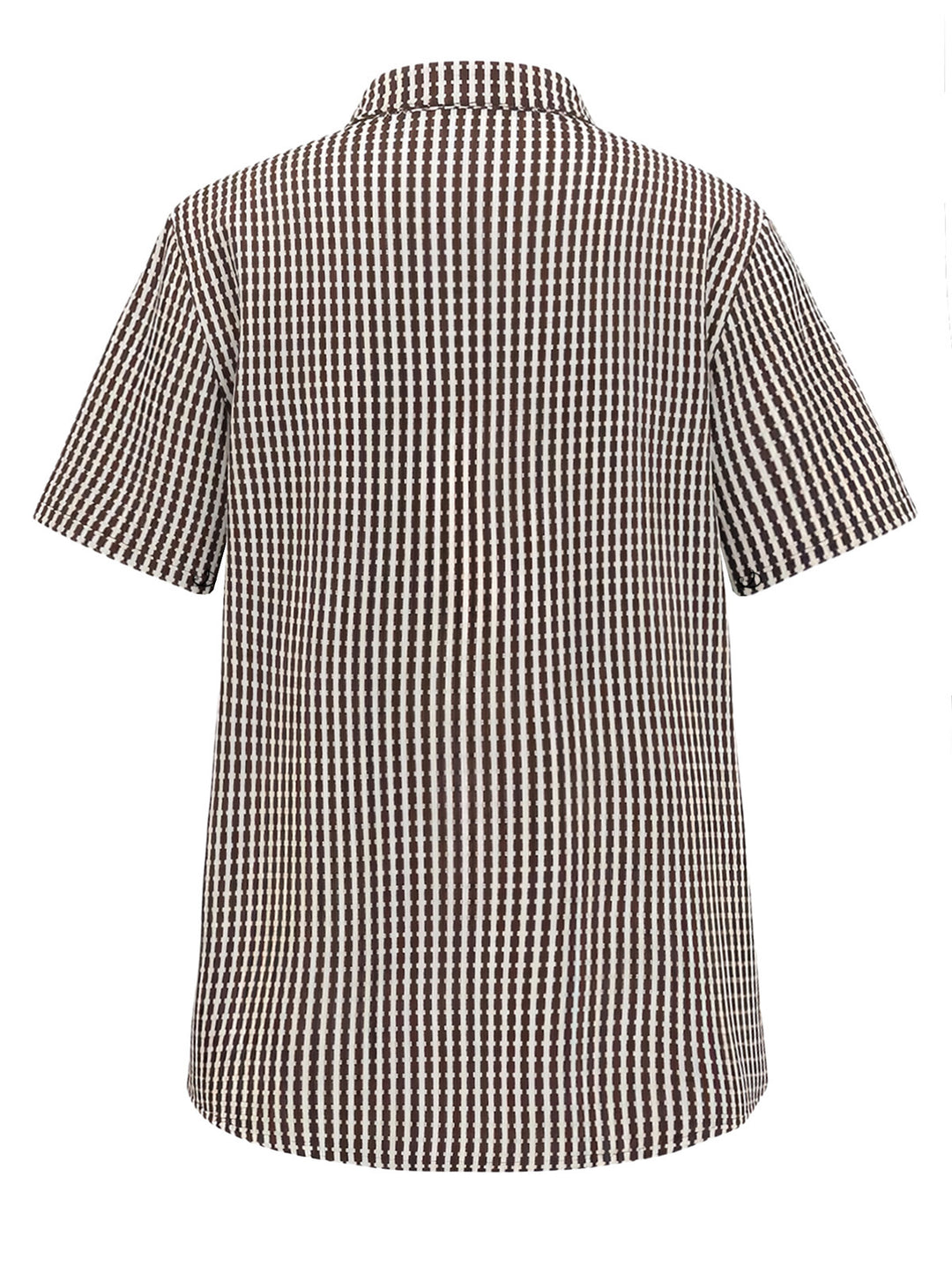 Men's Fine Check Print Button Up Textured Vintage Shirt