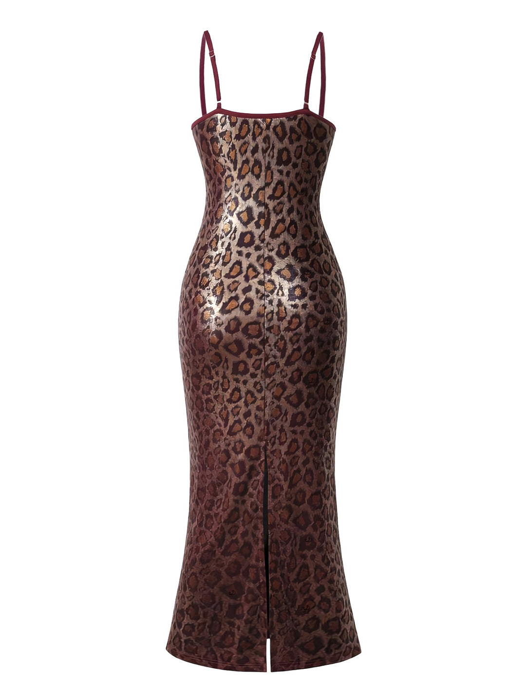 Leopard Print Spaghetti Strap Maxi Bodydon Vintage Vacation Dress