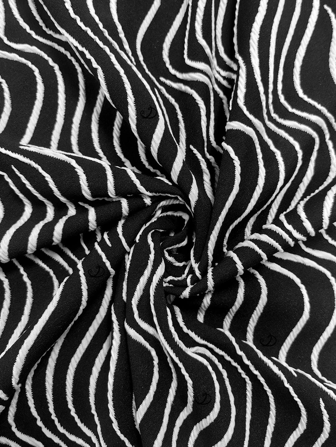 Monochrome Wave Striped Print Spaghetti Strap Bodycon Maxi Vintage Dress