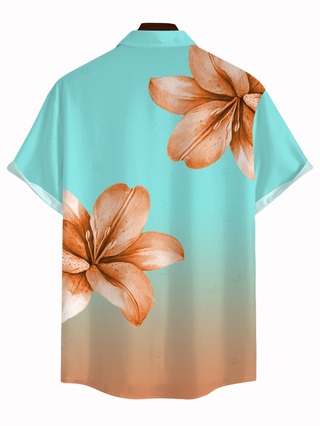 Men's Lily Floral Print Ombre Button Up Vacation Shirt