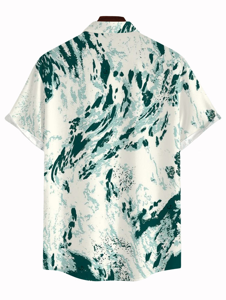 Men's Abstract Ink Painting Print Button Up Vacation Shirt