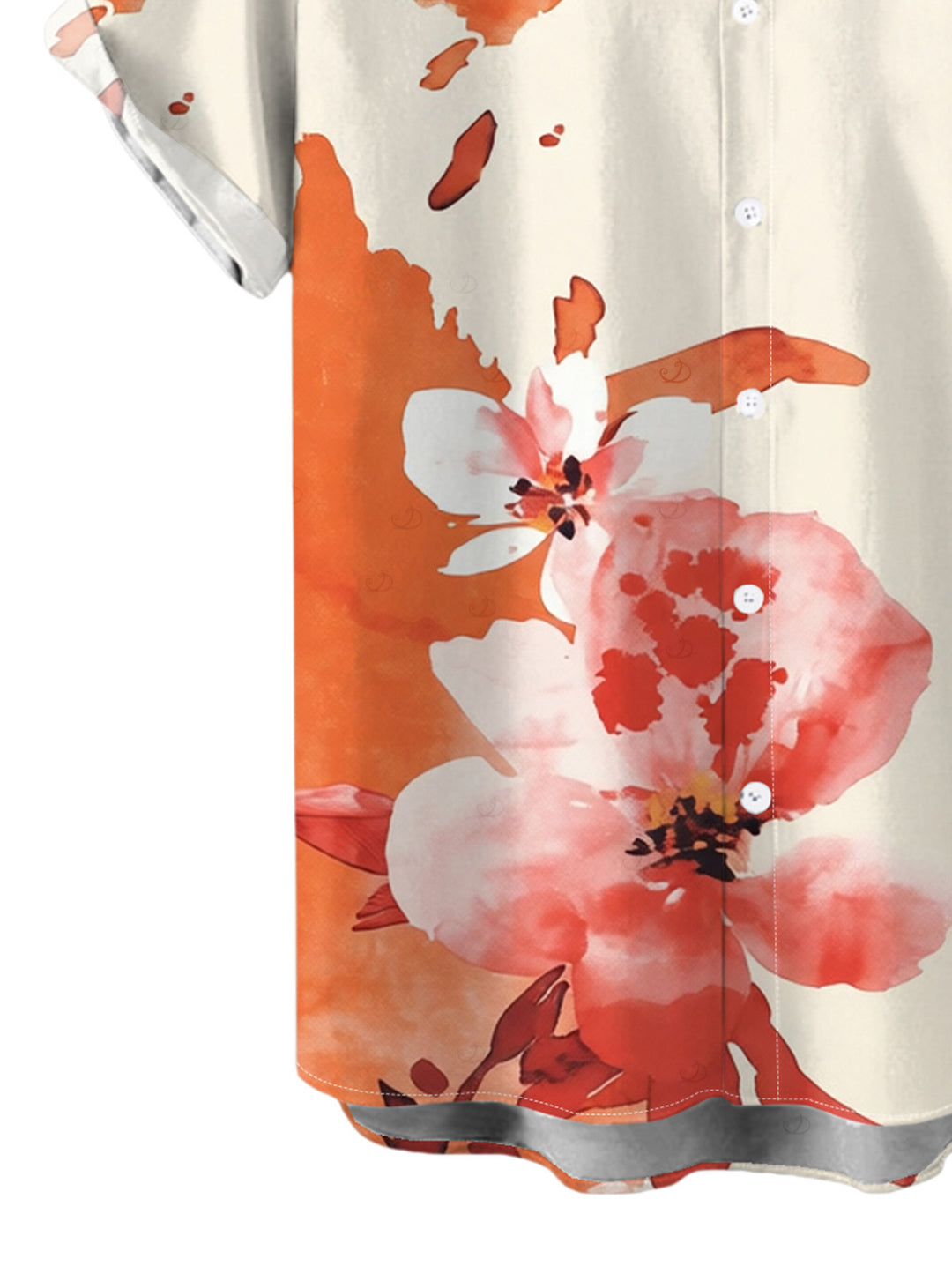 Men's Ink Painting Flower Print Button Up Vacation Shirt