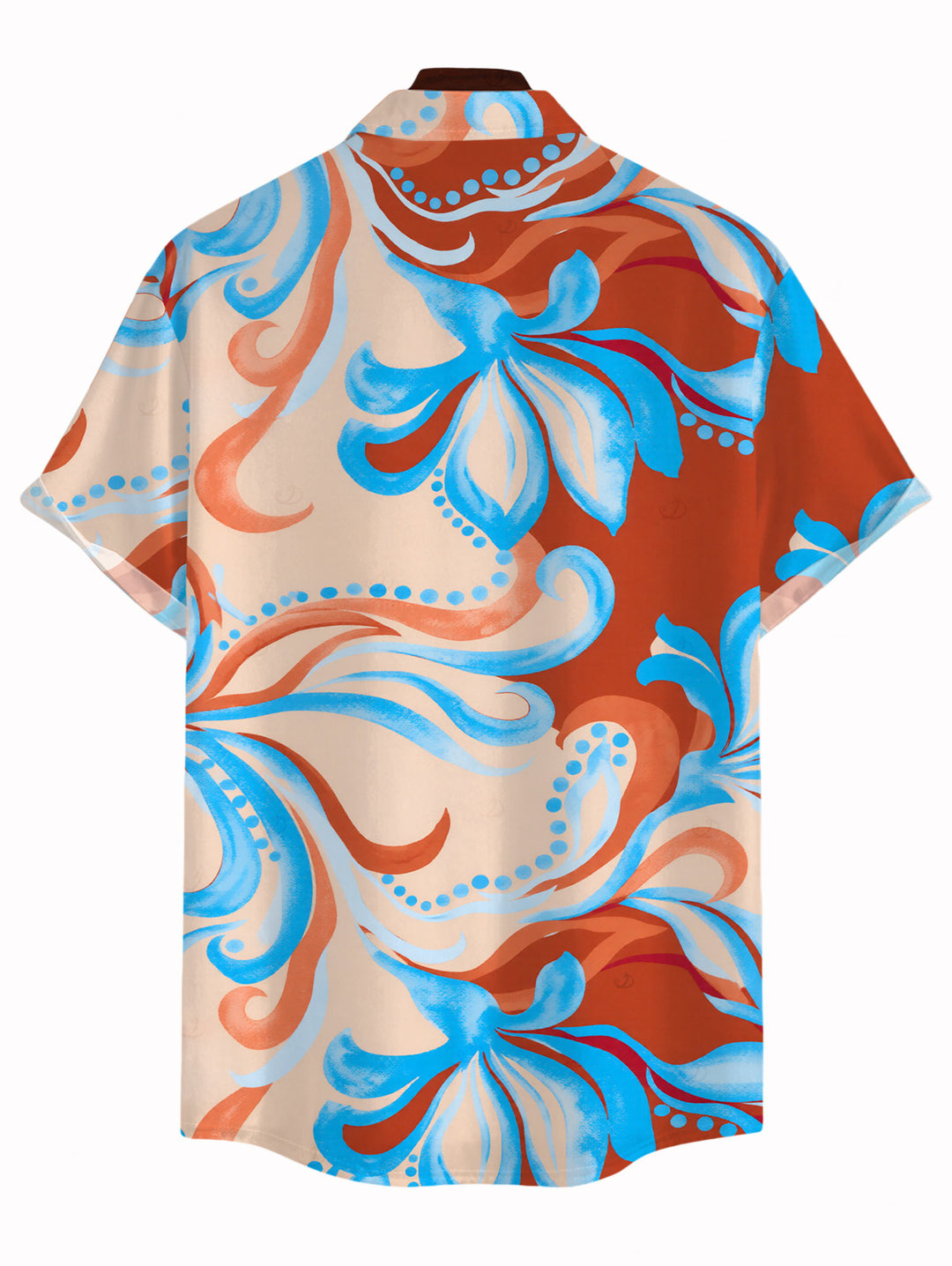Men's Colorblock Tropical Abstract Flower Print Button Up Beach Vacation Shirt