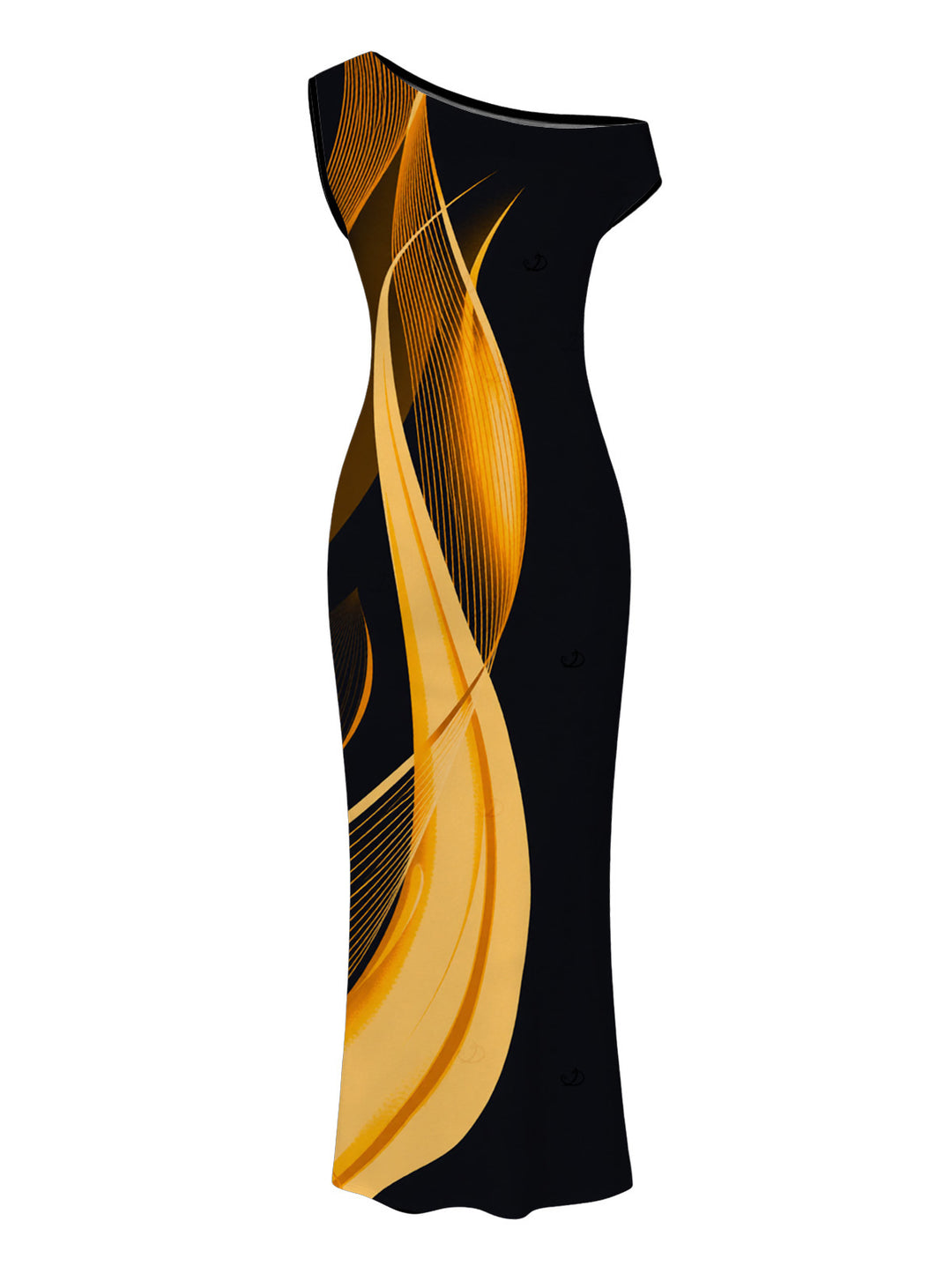 Abstract Fluid Print Ruched One Shoulder Bodycon Vacation Dress