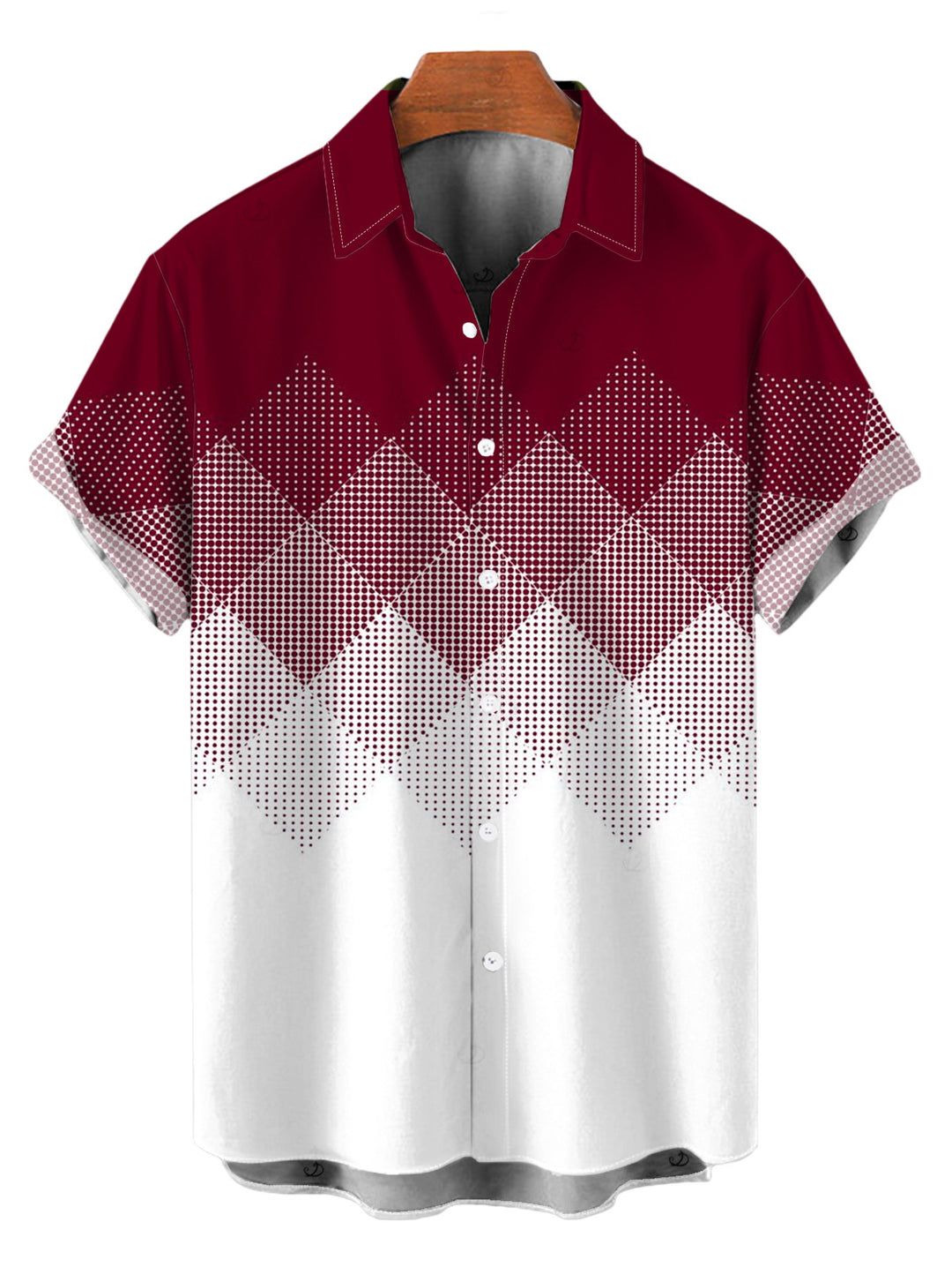 Men's Ombre Argyle Geometric Print Button Up Vacation Shirt