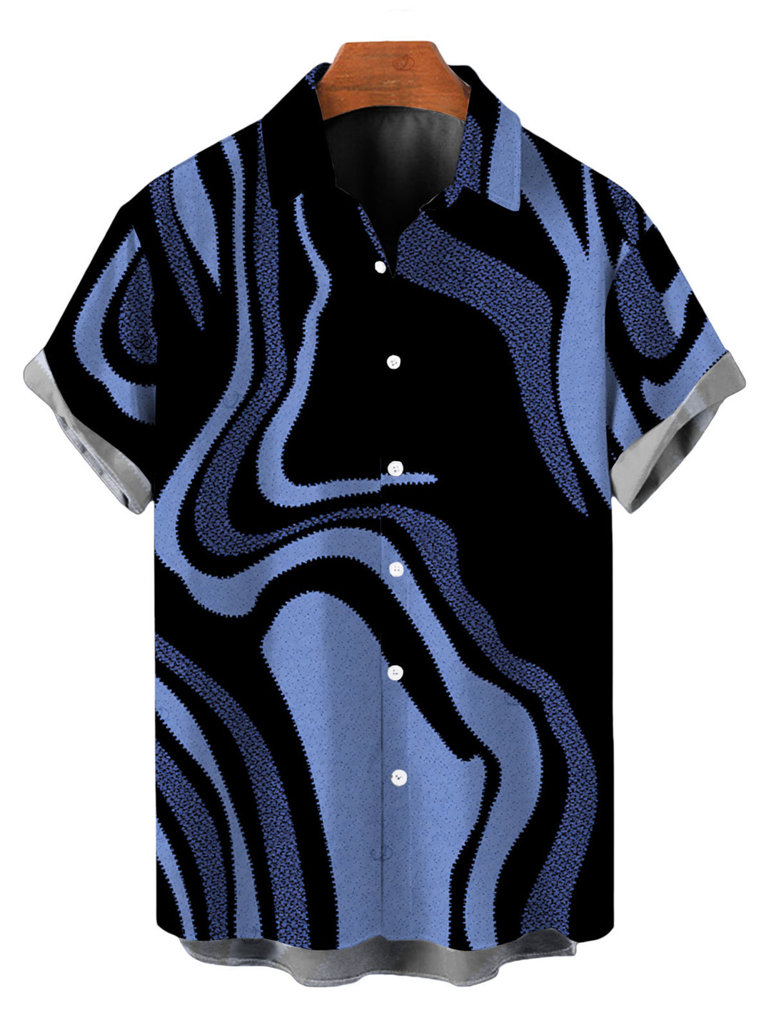 Men's Colorblock Swirl Marble Print Button Up Vacation Shirt