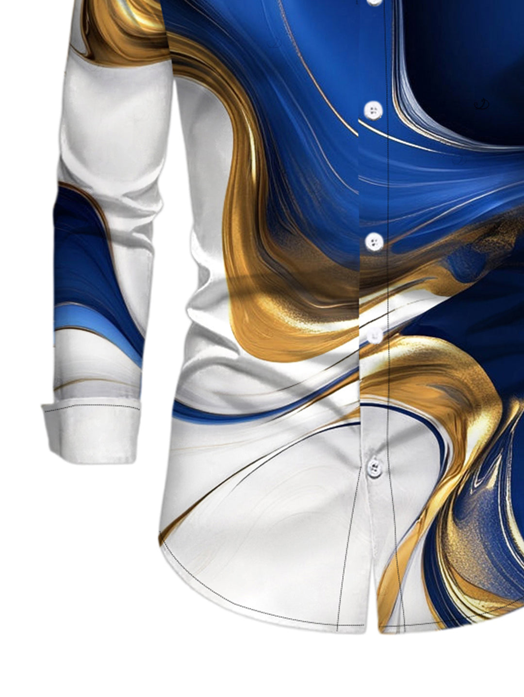 Men's Colorblock Fluid Marble Print Button Up Long Sleeve Vacation Shirt