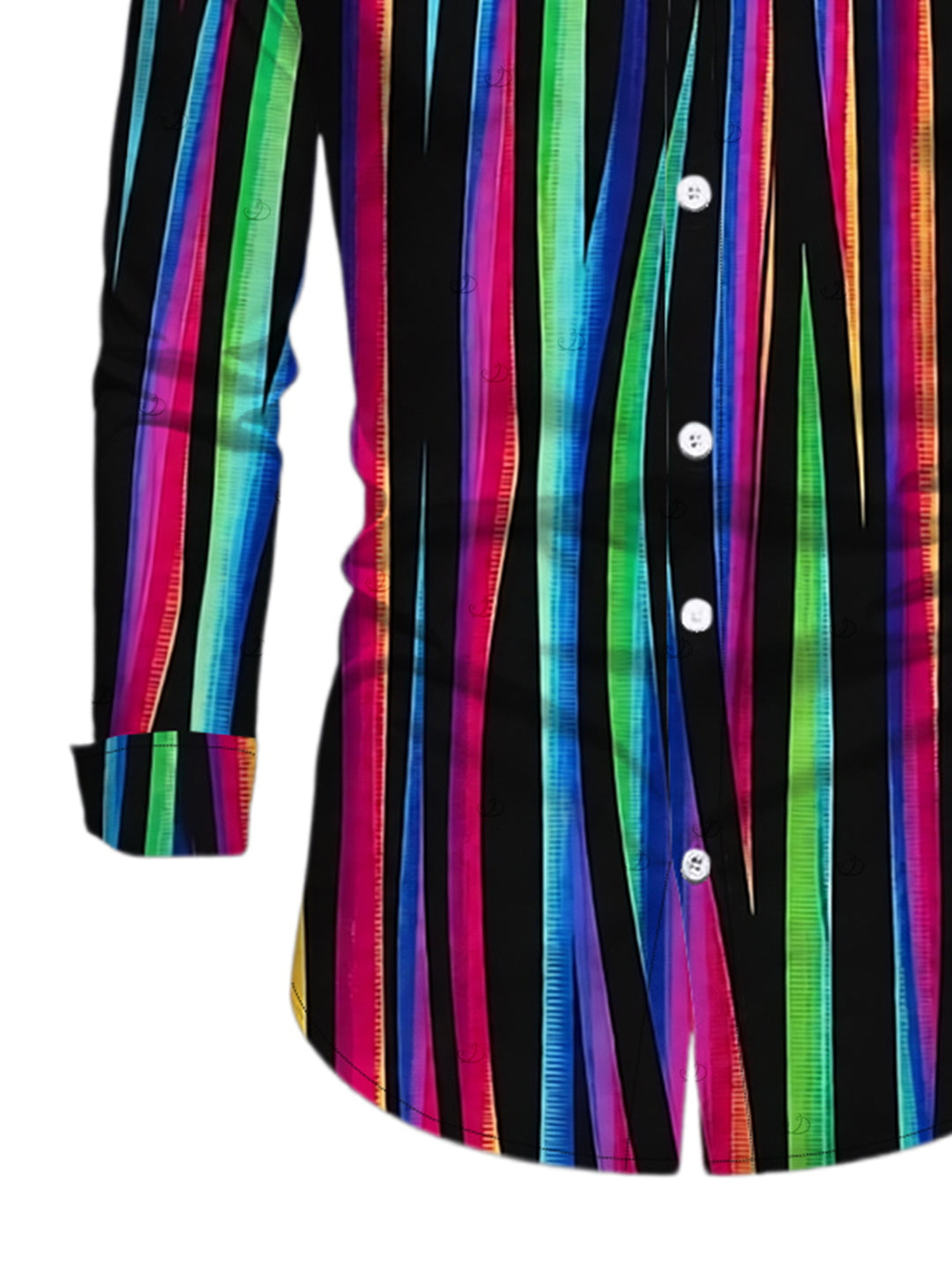 Men's Abstract Multicolor Striped Print Button Up Long Sleeve Vacation Shirt