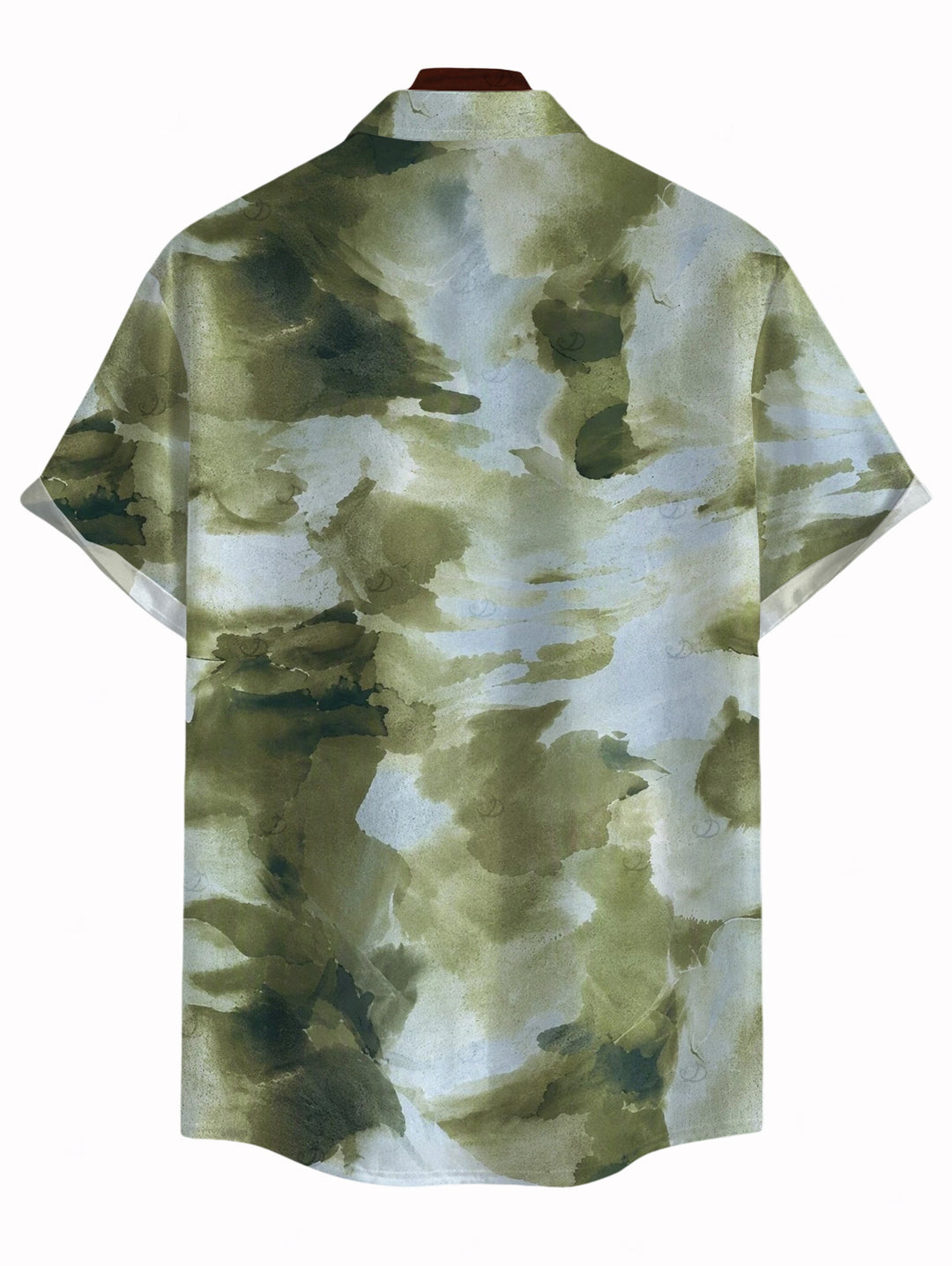 Men's Vintage Ink Painting Tie Dye Print Button Up Short Sleeve Shirt