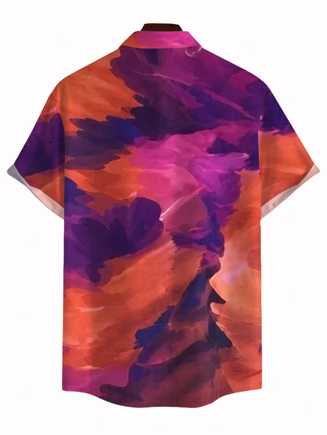 Men's Vintage Ink Painting Tie Dye Print Button Up Short Sleeve Shirt