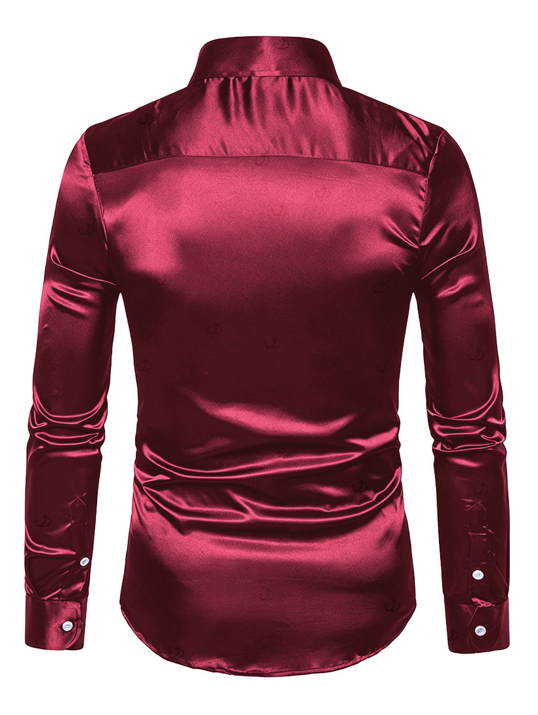 Men's Shiny Solid Color Long Sleeve Button Up Party Shirt