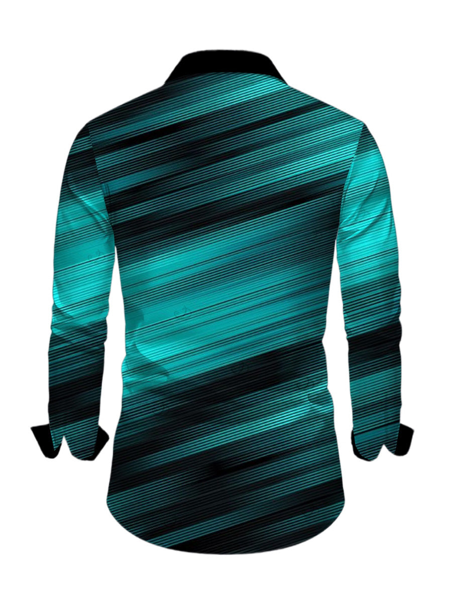 Men's Ombre Striped Print Button Up Long Sleeve Shirt