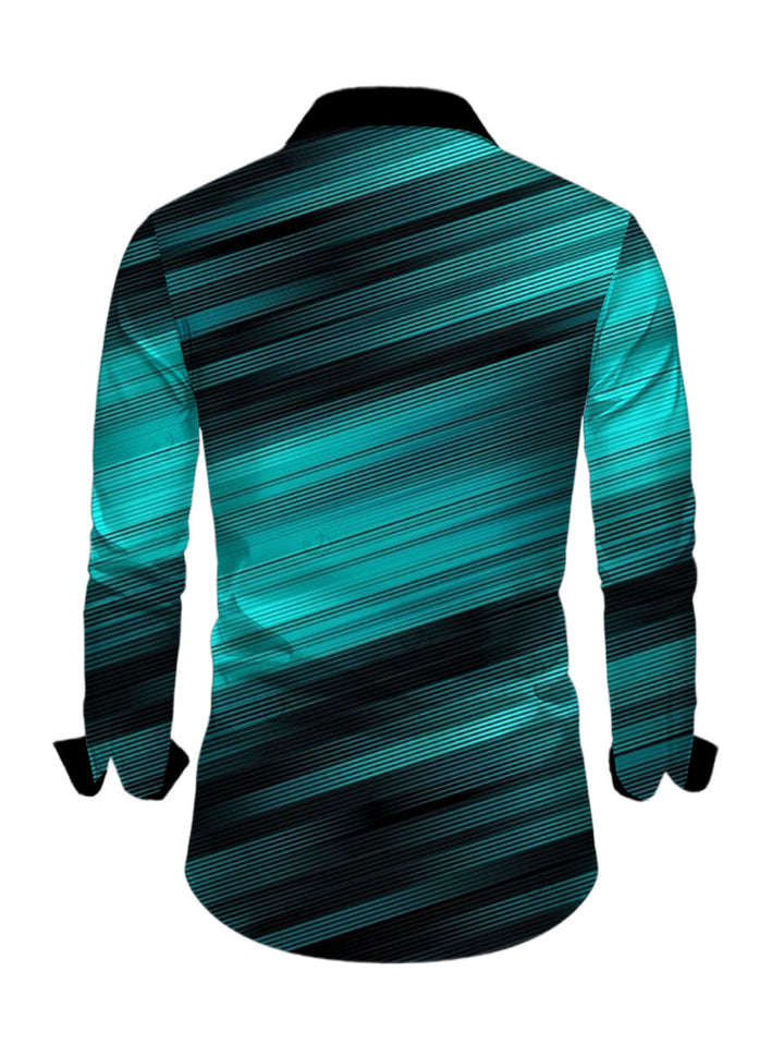 Men's Ombre Striped Print Button Up Long Sleeve Shirt