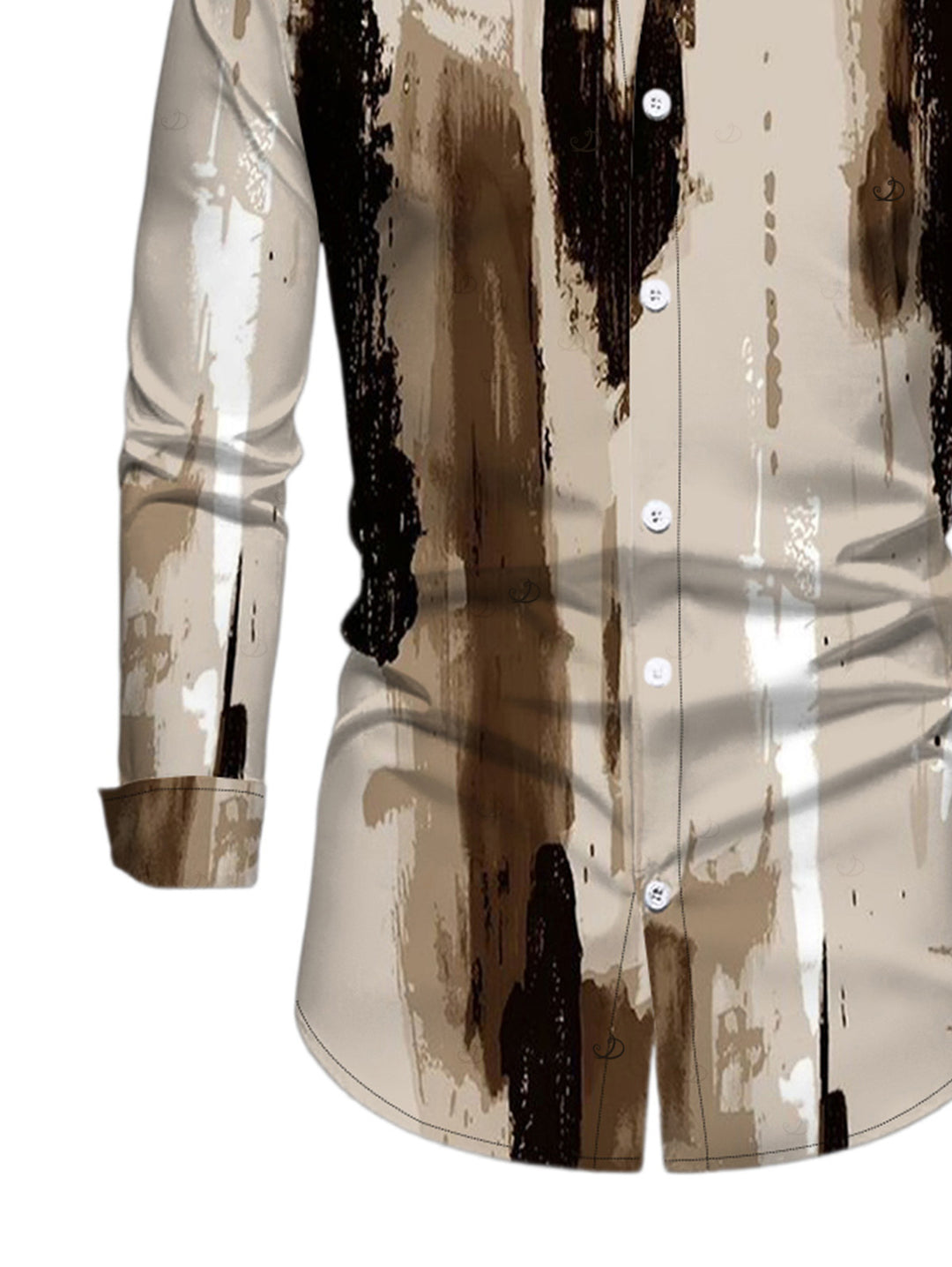 Men's Art Graffiti Ink Wash Print Button Up Long Sleeve Shirt