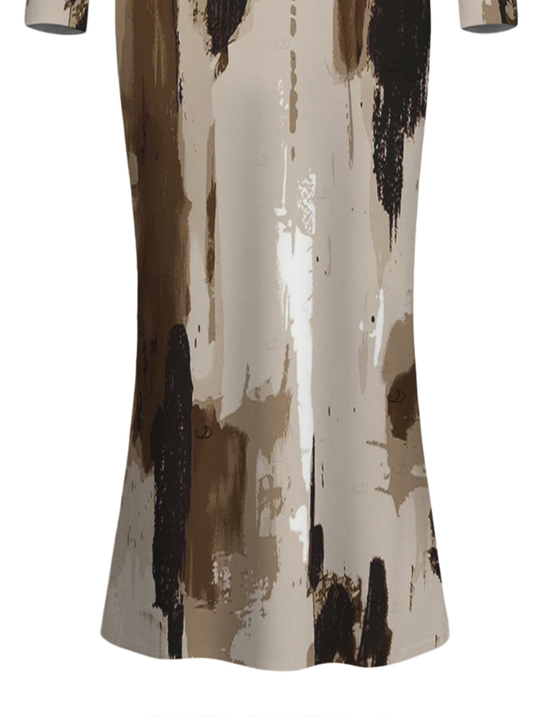 Art Graffiti Ink Wash Print Scoop Neck Long Sleeve Bodycon Dress