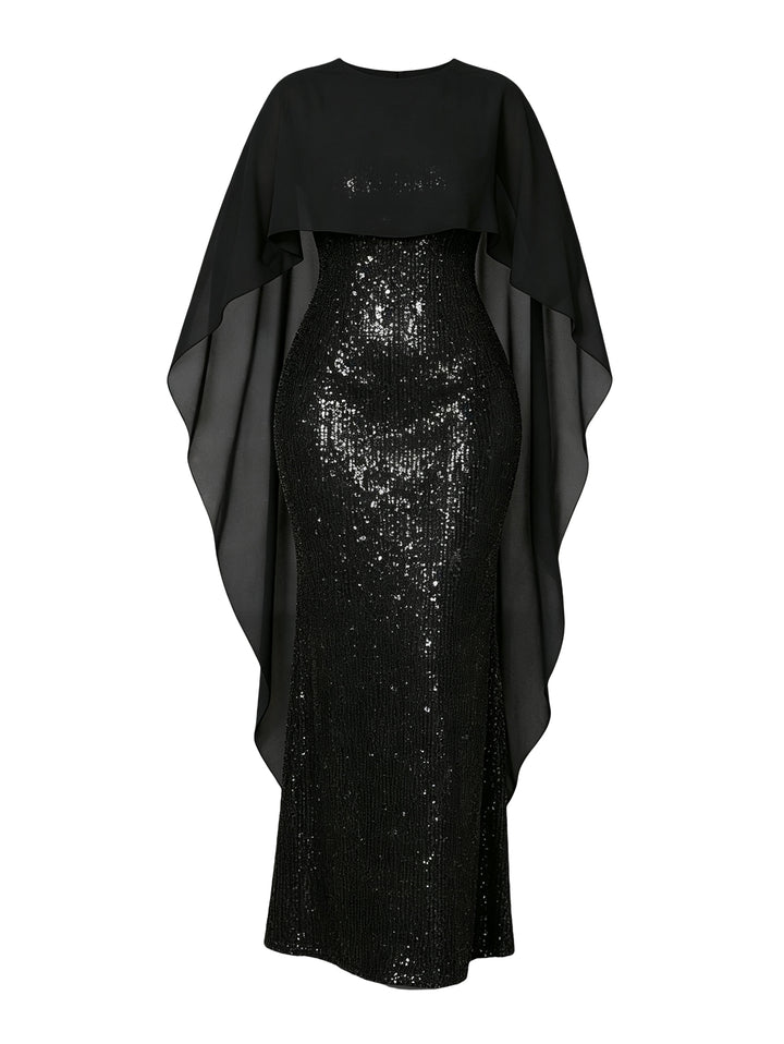 Shinny Shawl Sleeveless Evening Slim Long Party Dress