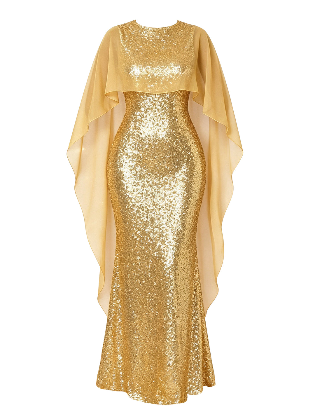 Shinny Shawl Sleeveless Evening Slim Long Party Dress