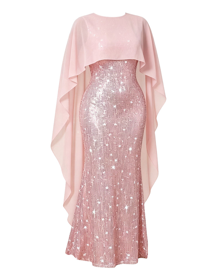 Shinny Shawl Sleeveless Evening Slim Long Party Dress