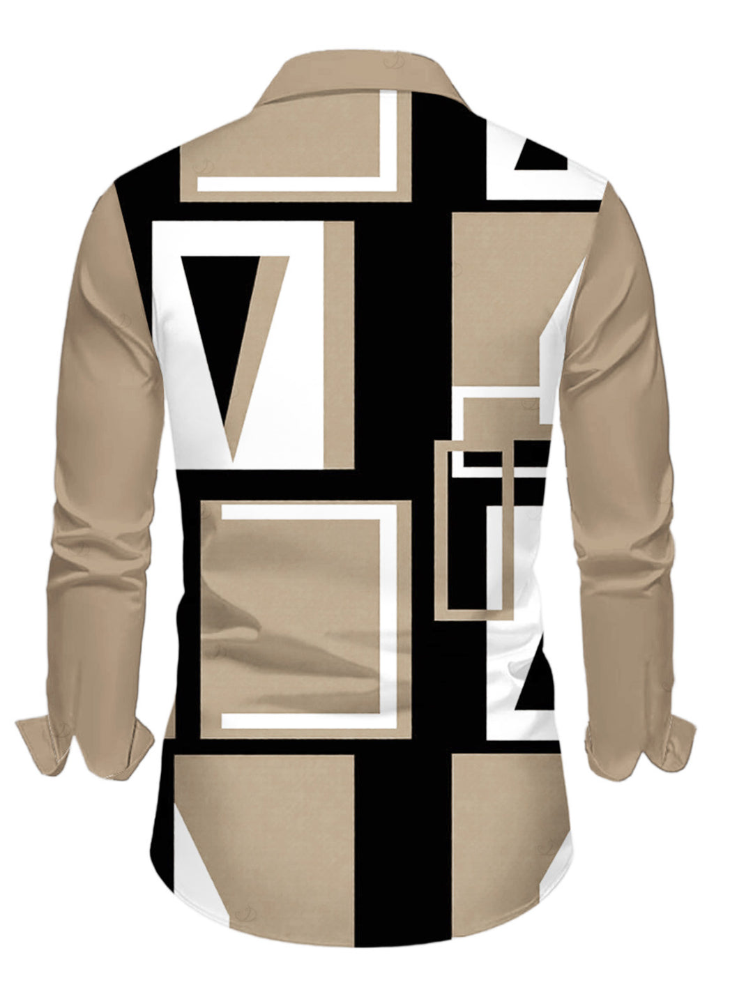 Men's Colorblock Geometric Print Button Up Long Sleeve Shirt