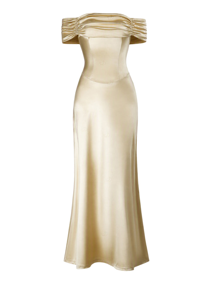 Off the Shoulder Ruched Solid Color Bodycon Elegant Party Dress