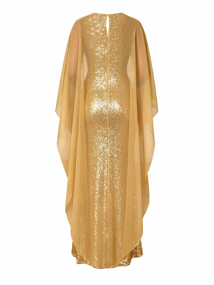 Shinny Shawl Sleeveless Evening Slim Long Party Dress