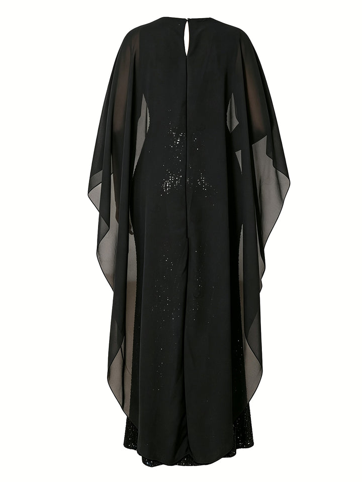 Shinny Shawl Sleeveless Evening Slim Long Party Dress