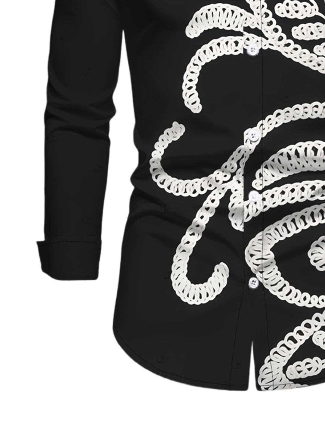 Men's Vintage Crochet Hollow Out Pattern Long Sleeve Button Up Shirt