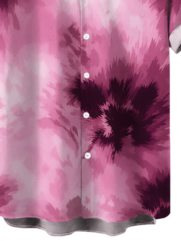 Men's Tie Dye Ombre Print Button Up Vacation Shirt