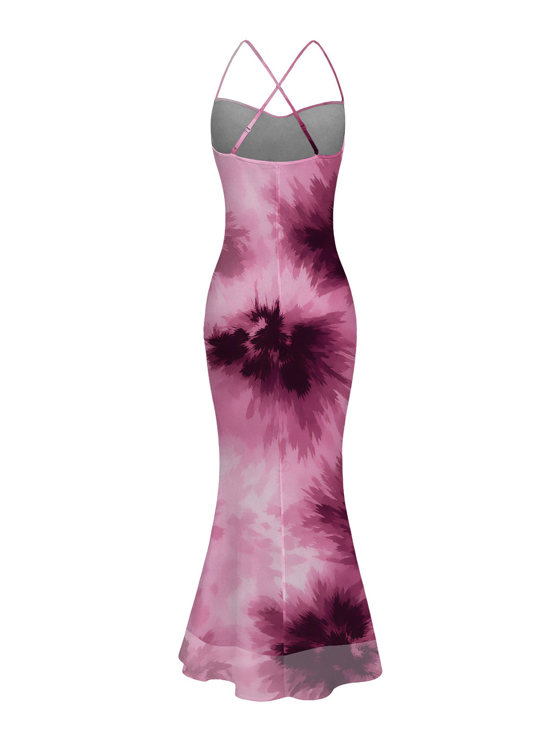 Tie Dye Crisscross Draped Mesh Panel Bodycon Elegant Party Dress