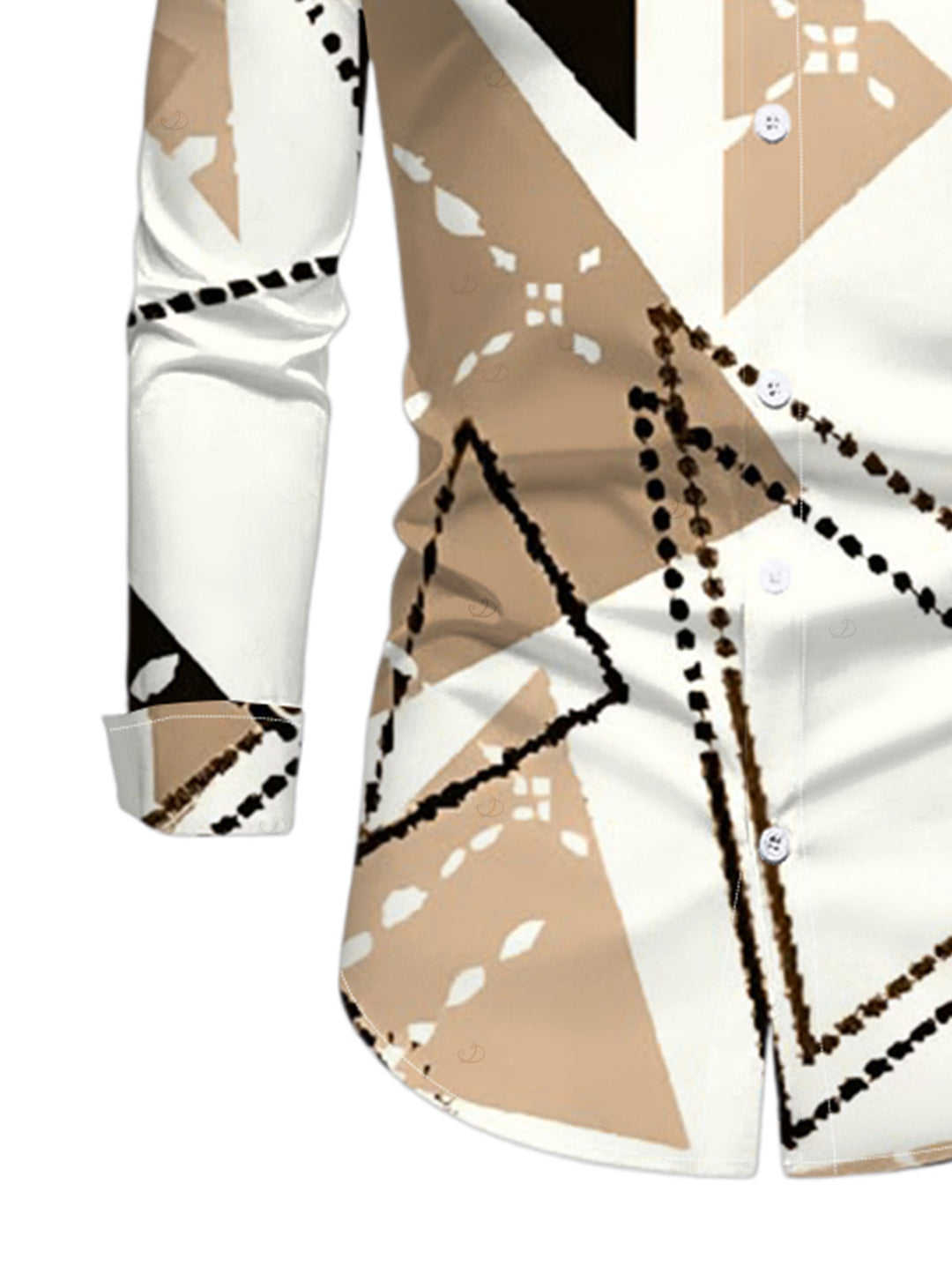 Men's Colorblock Geometric Print Button Up Long Sleeve Shirt