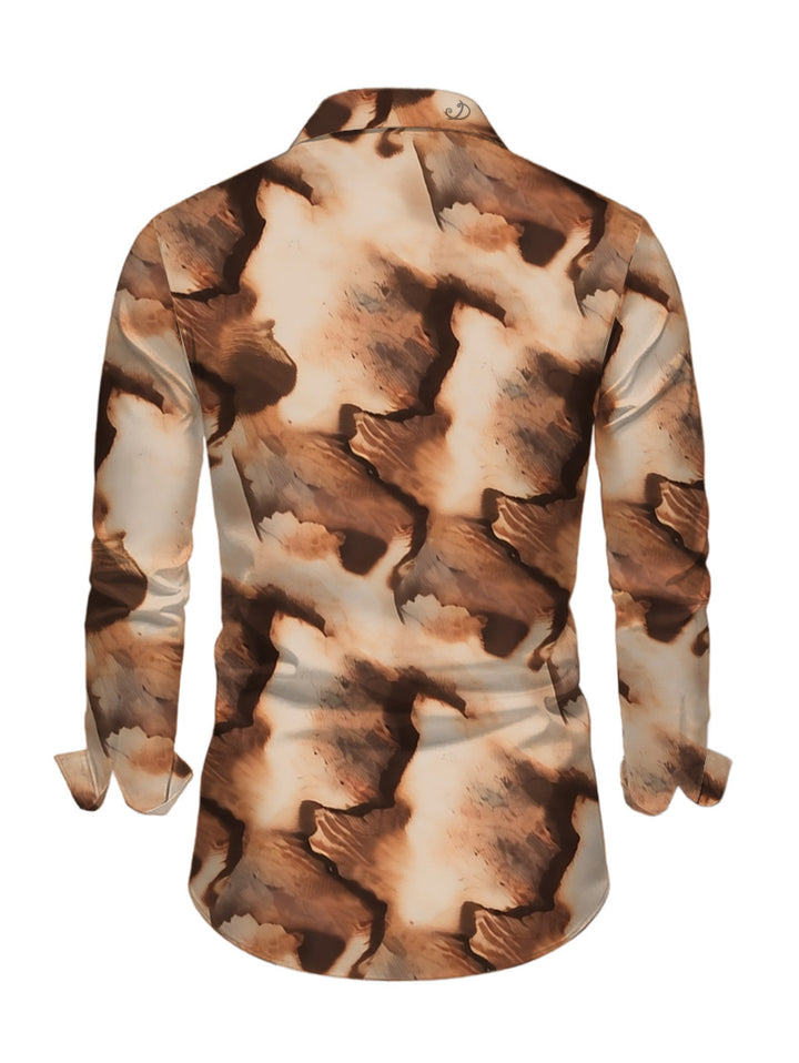 Men's Tie Dye Ink Painting Print Button Up Long Sleeve Vintage Shirt
