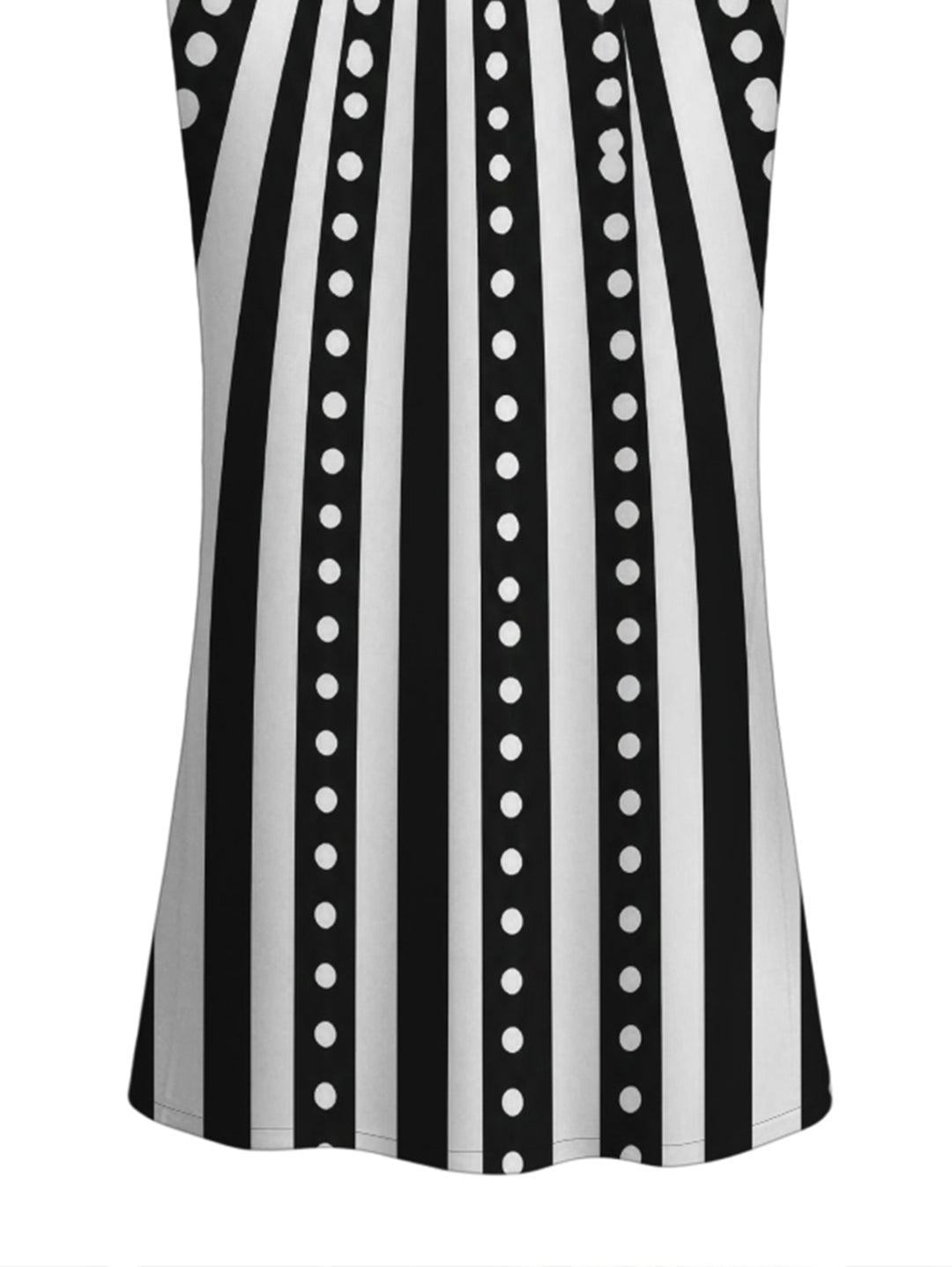 Monochrome Radial Striped Polka Dots U Neck Long Sleeve Mermaid Bodycon Dress