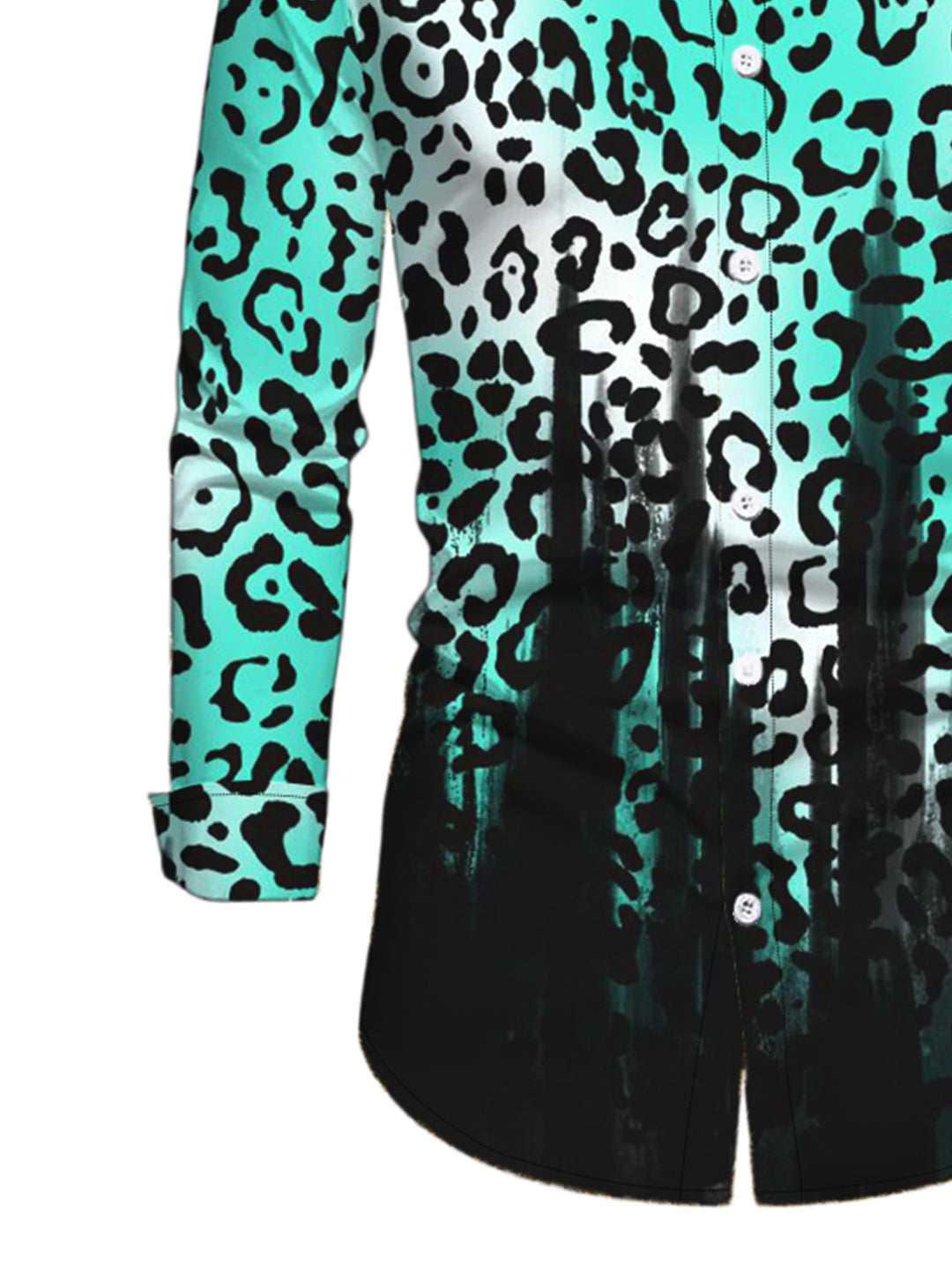 Men's Ombre Leopard Print Button Up Long Sleeve Vintage Shirt