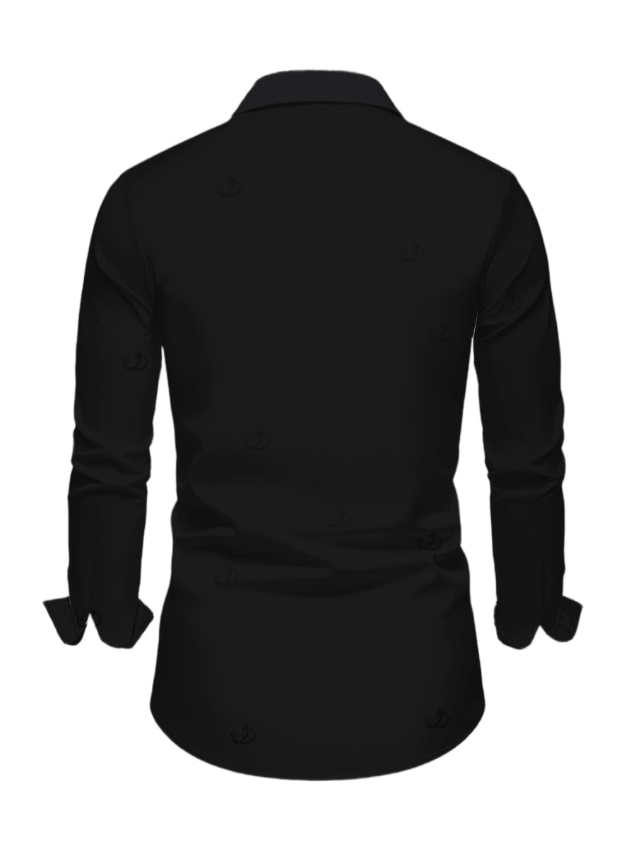 Men's Diagonal Rhinestone Dot Print Button Up Long Sleeve Shirt