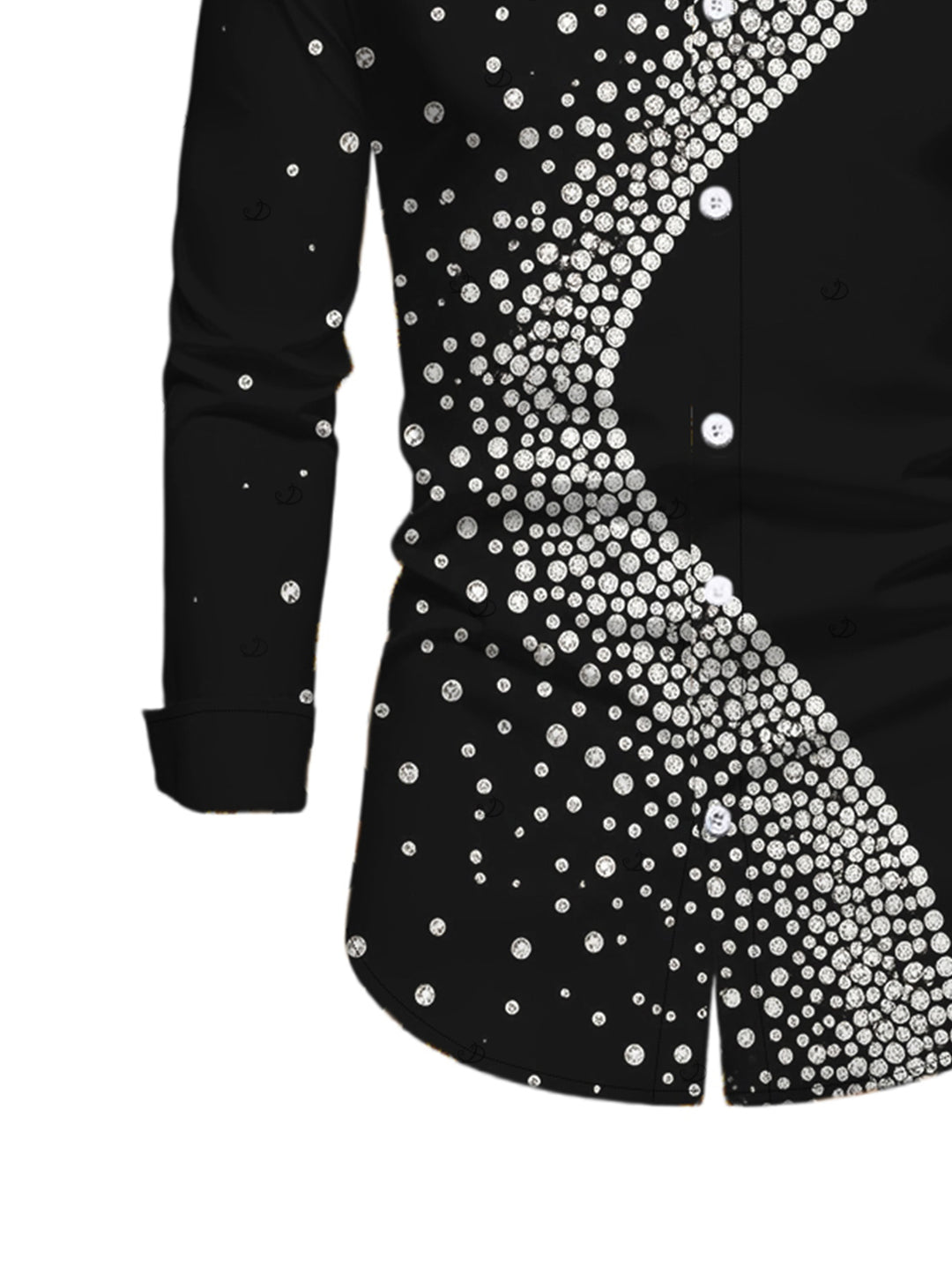Men's Diagonal Rhinestone Dot Print Button Up Long Sleeve Shirt