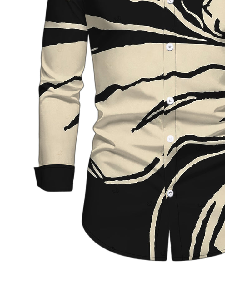 Men's Colorblock Abstract Ink Painting Print Button Up Long Sleeve Shirt