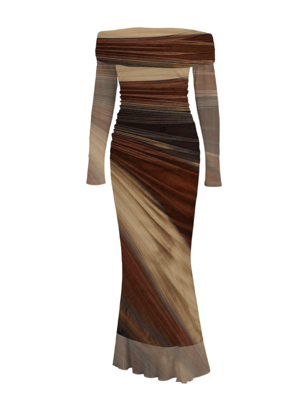 Tie Dye Print Off the Shoulder Ruched Mesh Panel Bodycon Elegant Party Dress
