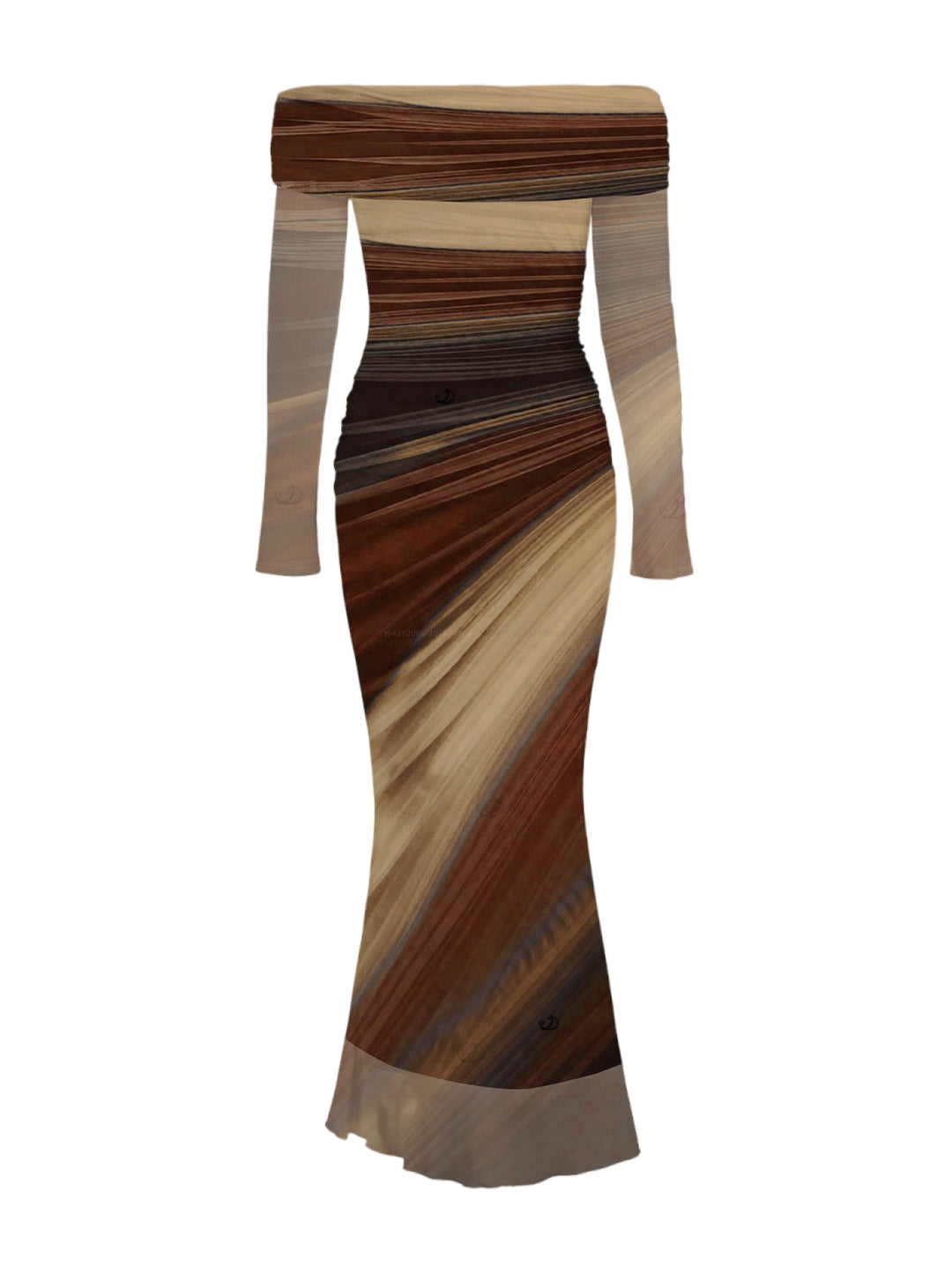 Tie Dye Print Off the Shoulder Ruched Mesh Panel Bodycon Elegant Party Dress