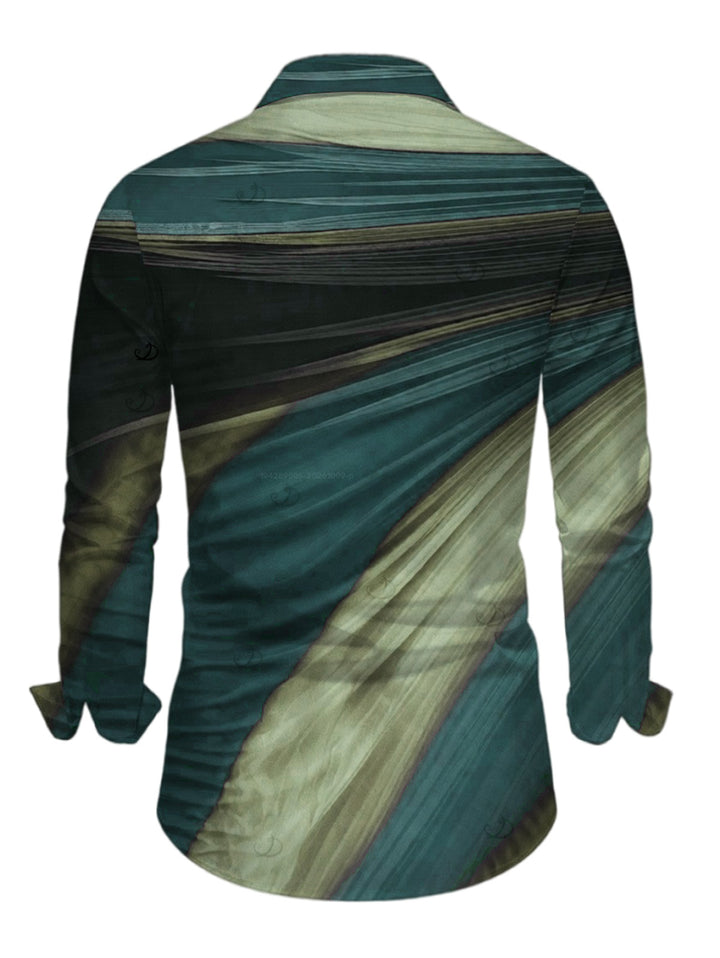 Men's Ombre Tie Dye Print Button Up Long Sleeve Shirt