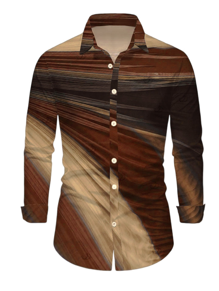 Men's Ombre Tie Dye Print Button Up Long Sleeve Shirt