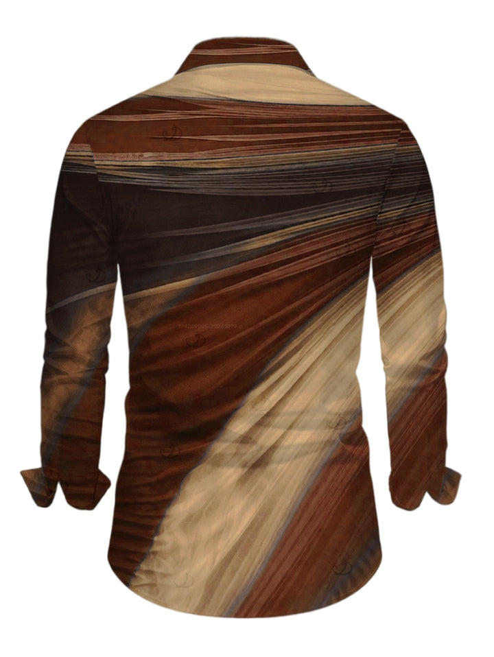 Men's Ombre Tie Dye Print Button Up Long Sleeve Shirt