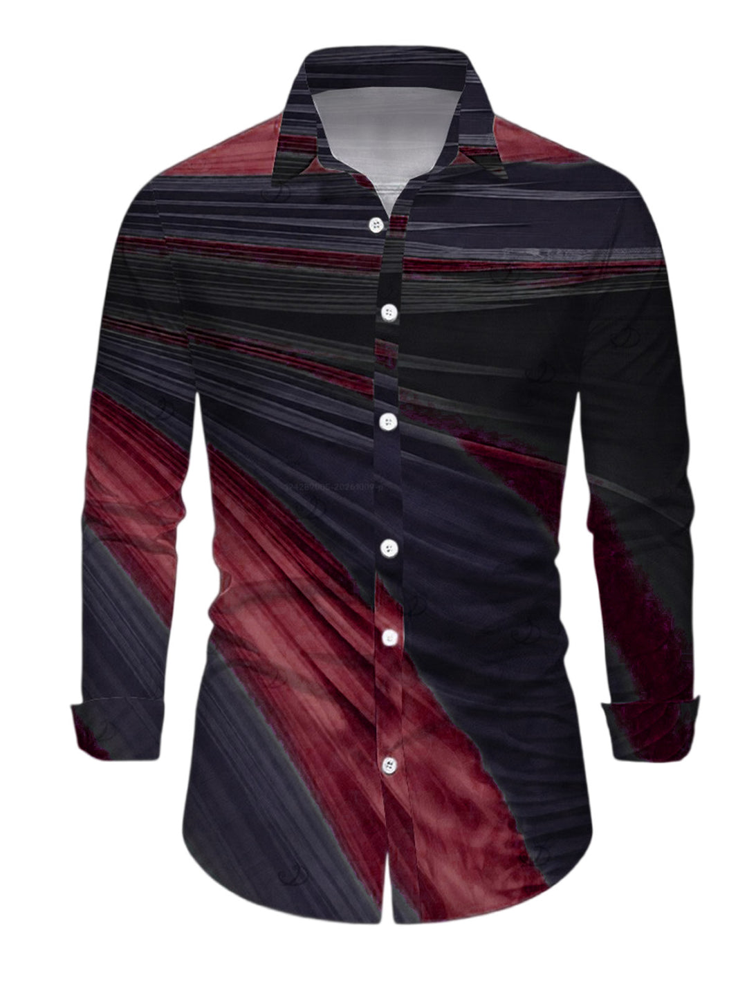 Men's Ombre Tie Dye Print Button Up Long Sleeve Shirt