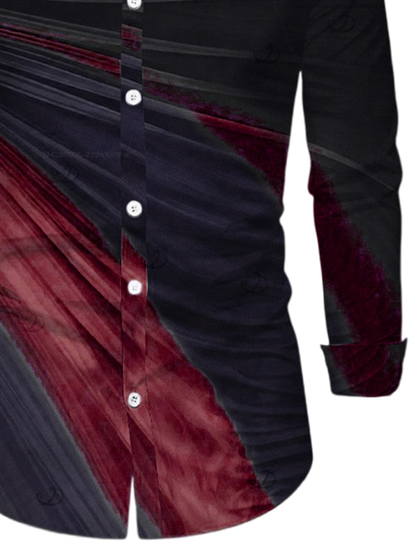 Men's Ombre Tie Dye Print Button Up Long Sleeve Shirt