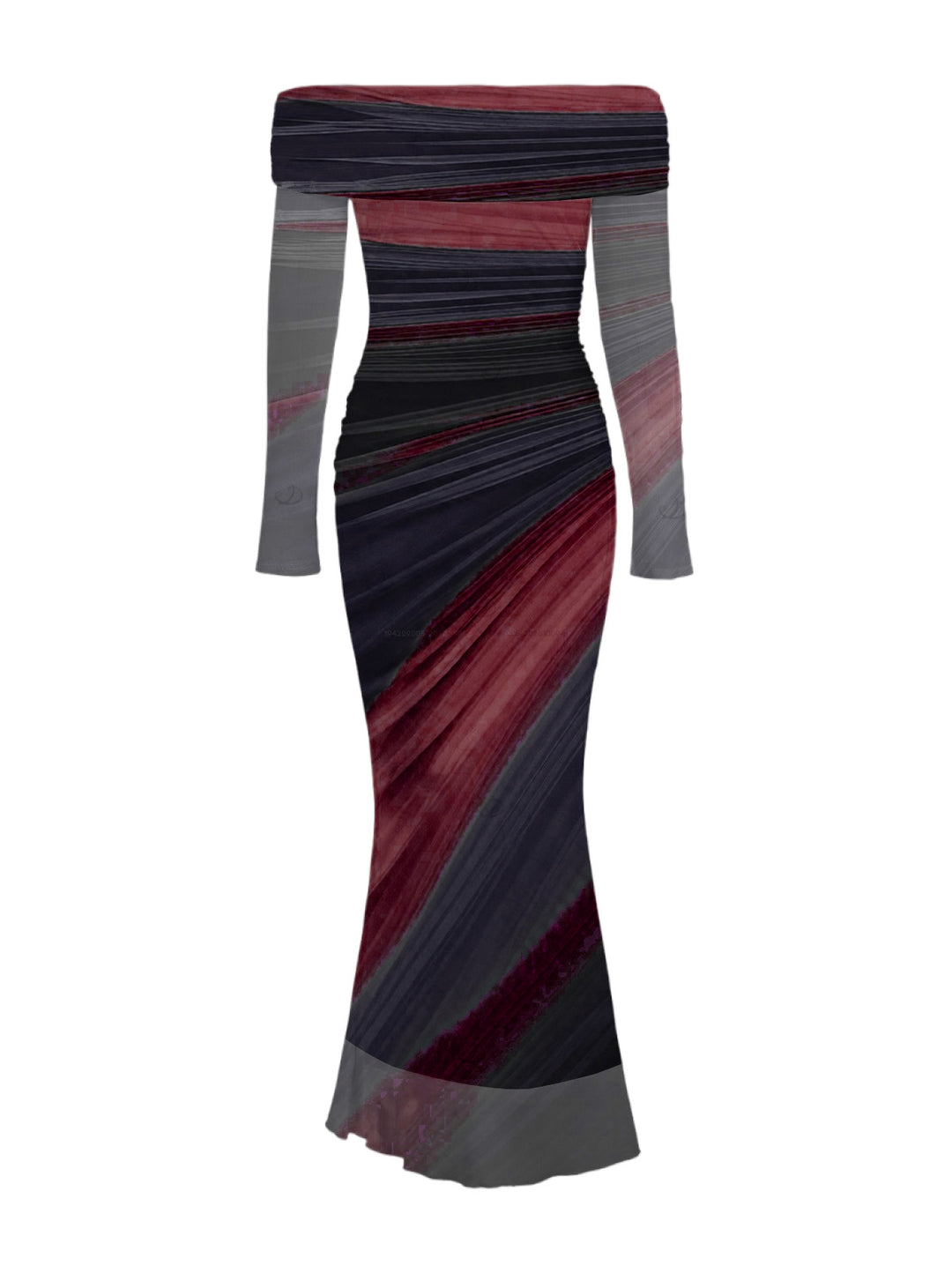 Tie Dye Print Off the Shoulder Ruched Mesh Panel Bodycon Elegant Party Dress