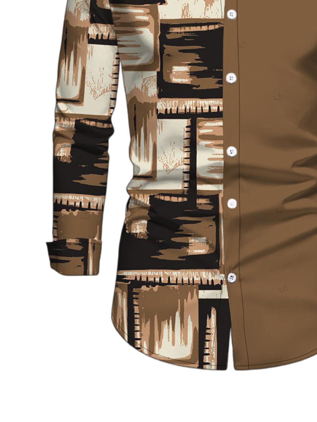 Men's Colorblock Abstract Graffiti Print Button Up Long Sleeve Shirt