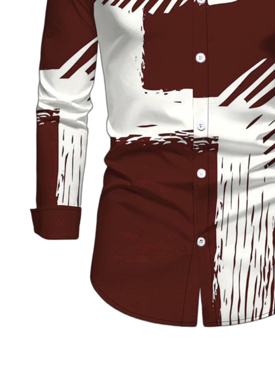 Men's Colorblock Abstract Brushstroke Graffiti Print Button Up Long Sleeve Shirt