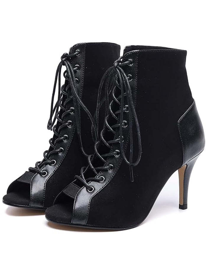 Gothic Peep Toe Stiletto Heels Lace Up Detailing Sandals